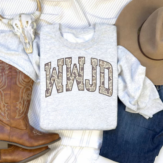 Gray/Camo WWJD Sweatshirt